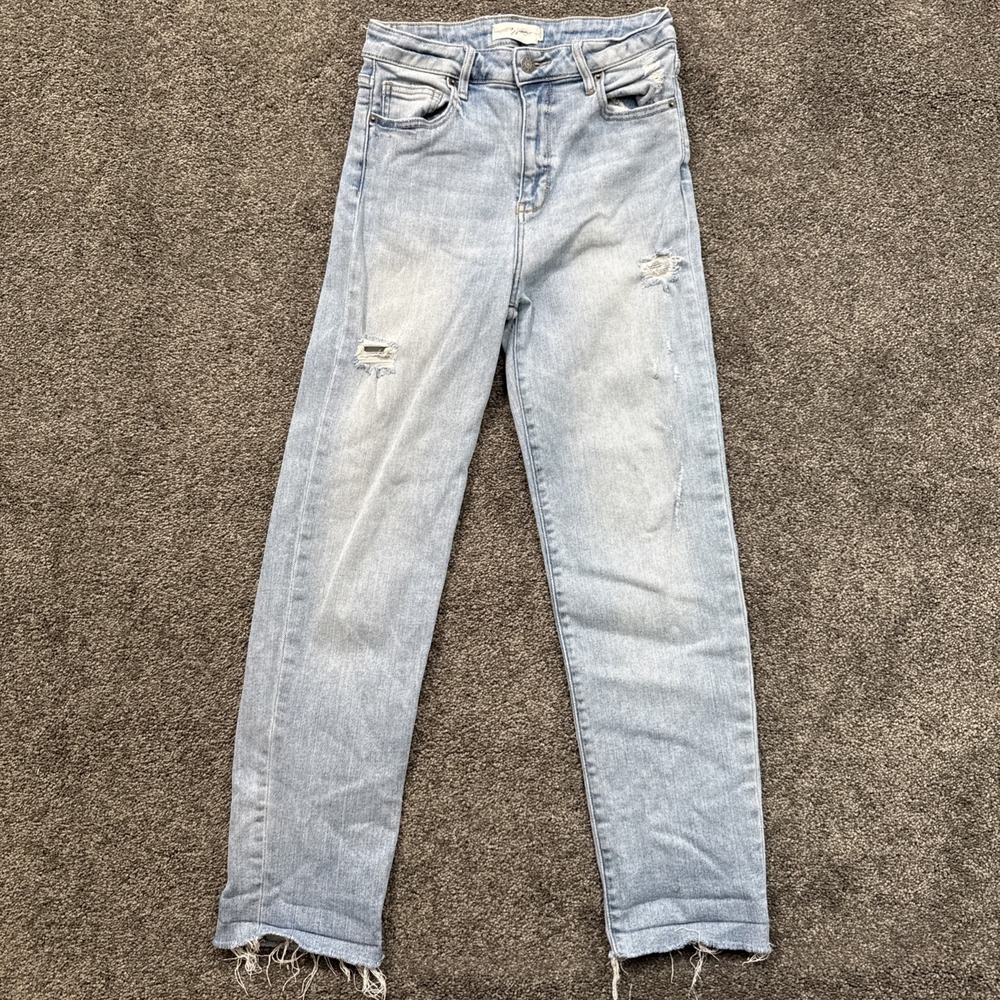 Carly Jean Los Angeles Jeans Womens 3 Chrissy Light Thrashed Ripped Fray Raw Hem